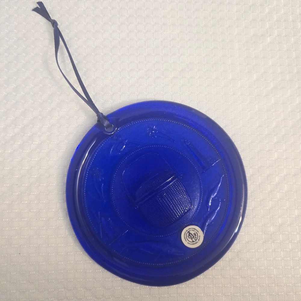 Pairpoint Glass Suncatcher Cobalt Blue Basket Nautical East Coast Lighthouse